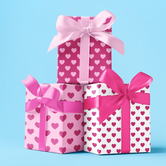 Pink Heart Pattern y2k Preppy Holiday Wrapping Paper Sheets (Creator Uploaded)