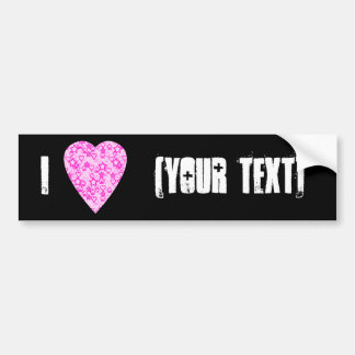 Pink Heart. Patterned Heart Design. Bumper Sticker