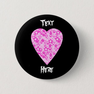 Pink Heart. Patterned Heart Design. Pinback Button