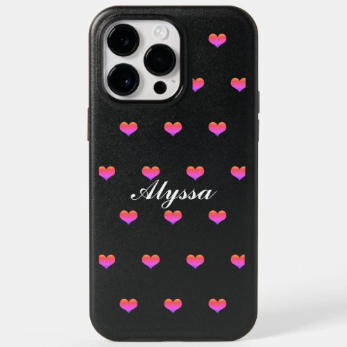 Pink Heart Patterns Cute Birthdays Valentines Day OtterBox iPhone 14 Pro Max Case