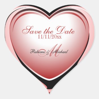 Pink Heart Pendant Save The Date Heart Sticker by weddingsNthings at Zazzle