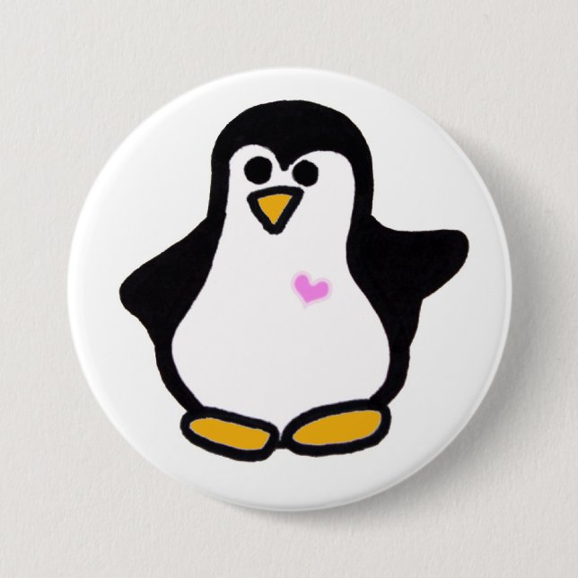 Pink Heart Penguin Pin (Front)