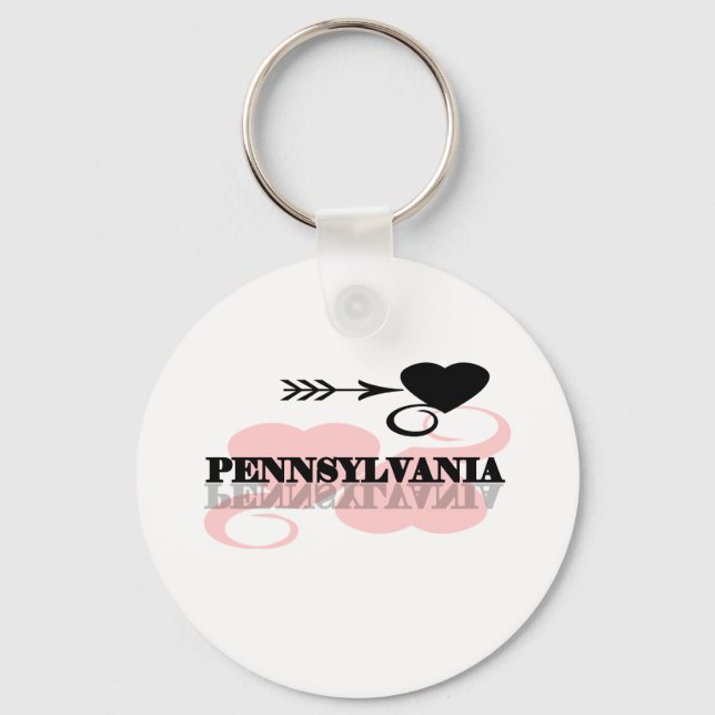Pink Heart Pennsylvania Keychain (Front)