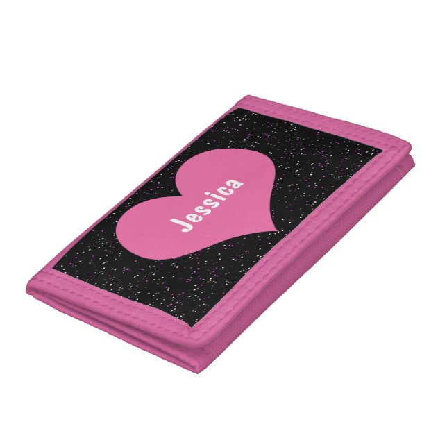 Pink Heart Personalized Girly Name Wallet (Bottom)