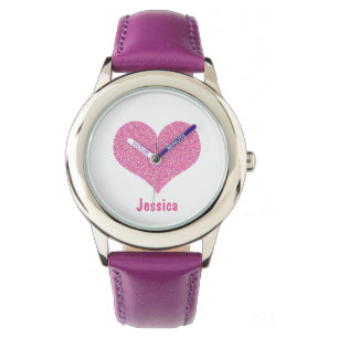 Pink Heart - Personalized Girly Name Watch