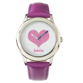 Pink Heart - Personalized Girly Name Watch by stdjura at Zazzle