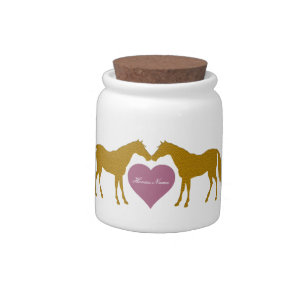 Pink Heart Personalized Horse Treat Jar