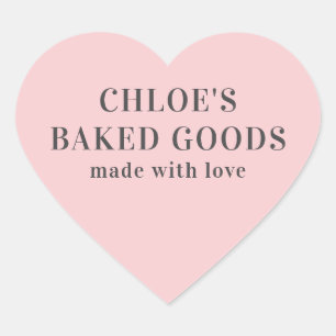 Pink Heart Personalized Made With Love Heart Stick Heart Sticker