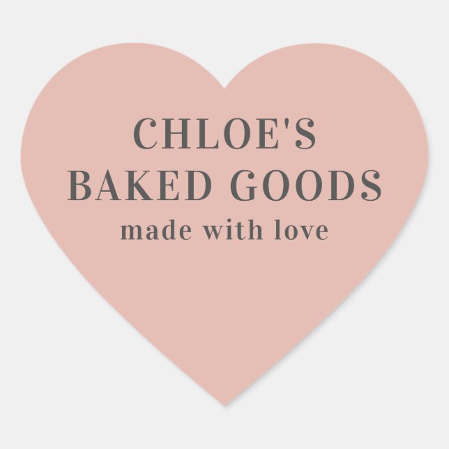 Pink Heart Personalized Made With Love Sticker (Front)