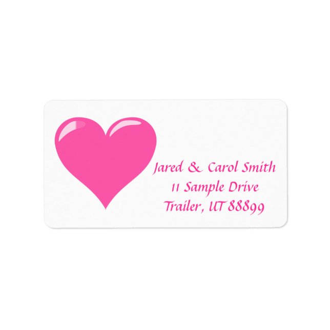 Pink Heart Personalized Mailing Labels (Front)