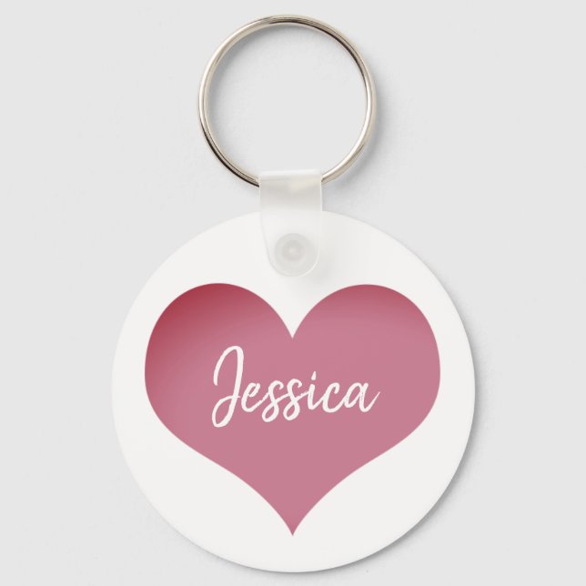 Pink Heart Personalized Name Keychain (Front)