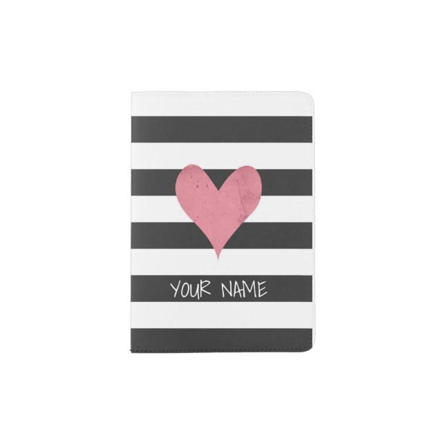 Pink Heart  - Personalized Passport Cover (Front)