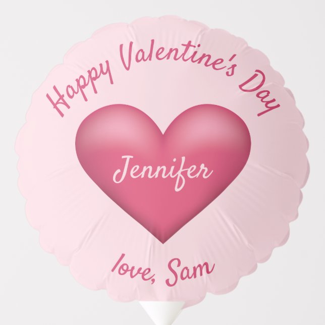 Pink Heart Personalized Valentine's Day Message Balloon (Front)