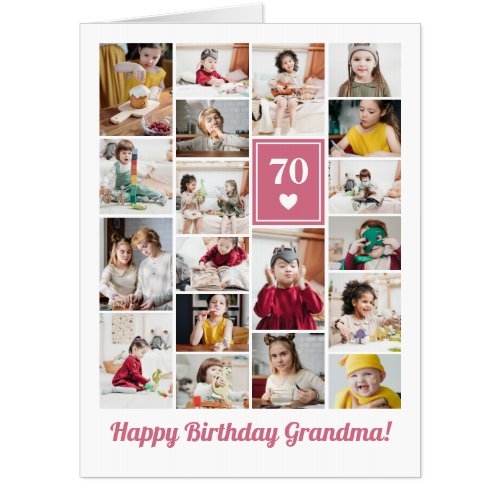 Pink Heart Photo Collage Birthday Grandma Big Card