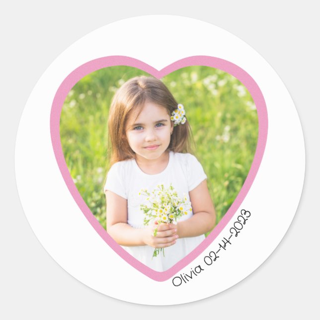Pink Heart Photo Sticker Valentine’s Day Personal (Front)