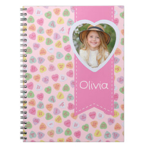 Pink Heart Photo Valentine Notebook   Custom Name