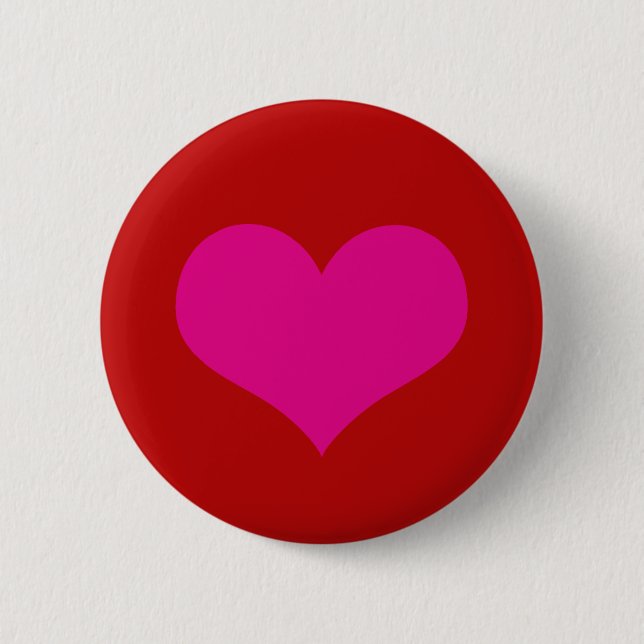 Pink Heart Pinback Button (Front)