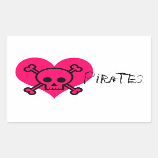Pink Heart Pirates Rectangular Sticker