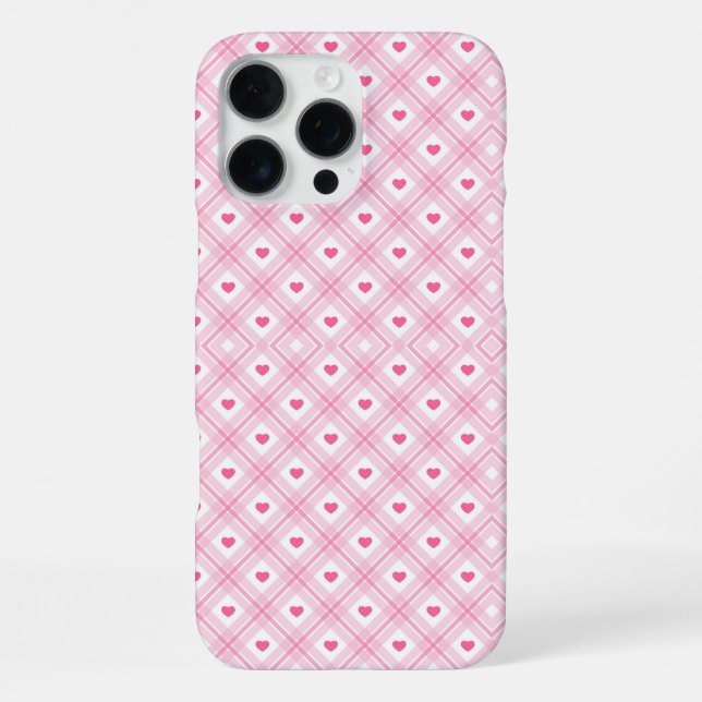 Pink Heart Plaid iPhone Case (Back)