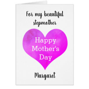Pink Heart Pretty Stepmother Mother's Day Cards