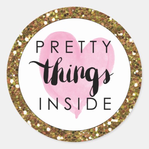 Pink Heart Pretty Things Inside _ Mail Classic Round Sticker