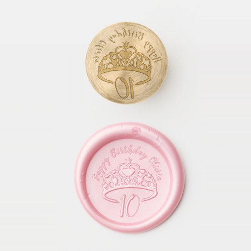 Pink Heart Princess Tiara Crown Birthday Party Wax Seal Stamp