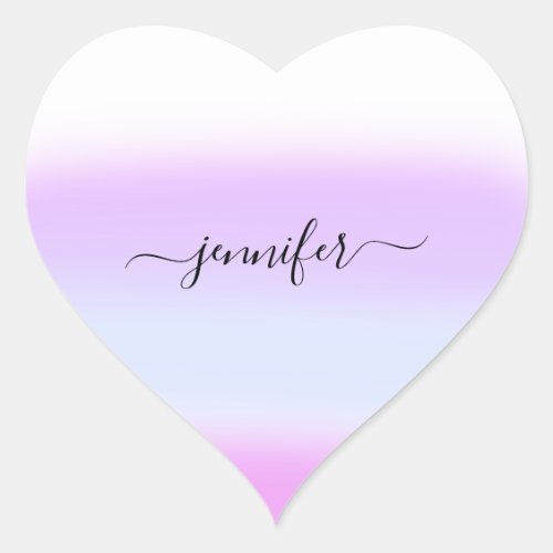 Pink Heart Purple Name Bridal Ombre Pastels Heart Sticker