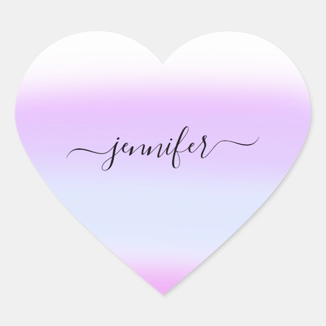 Pink Heart Purple Name Bridal Ombre Pastels Sticker (Front)