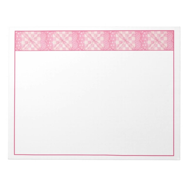 PINK HEART QUILT 11"X8.5" Notepad (Front)