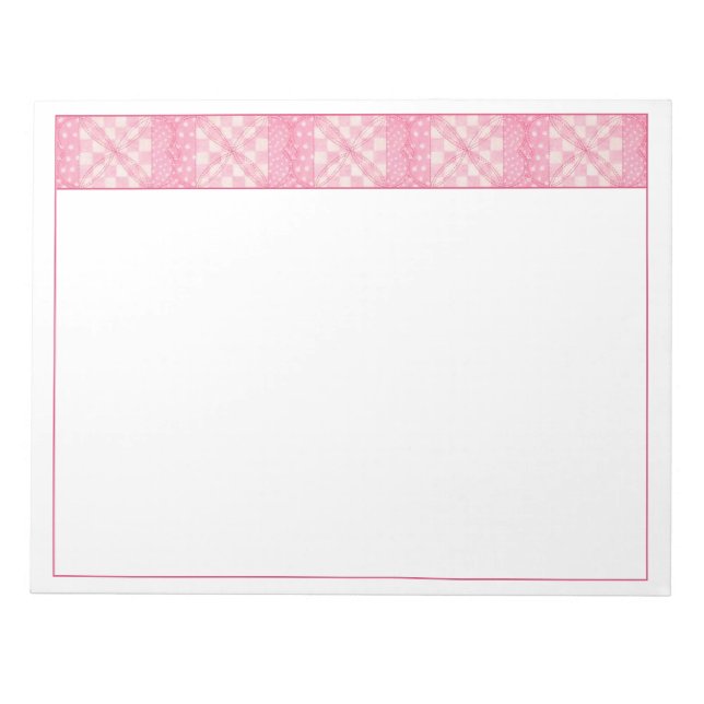 PINK HEART QUILT 11x8.5 Notepad (Front)