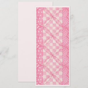PINK HEART QUILT 4x9.25 Card / Pink / Vertical