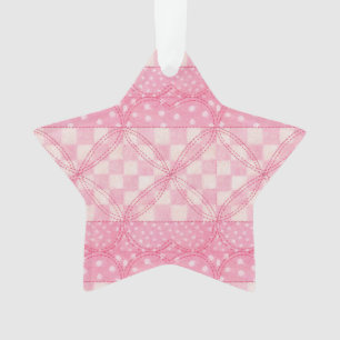 PINK HEART QUILT Acrylic Star Ornament