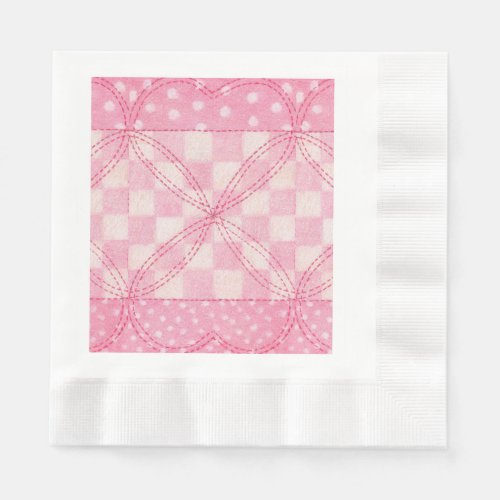 PINK HEART QUILT Coined Luncheon Paper Napkins