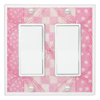 PINK HEART QUILT Double Rocker Light Switch Cover
