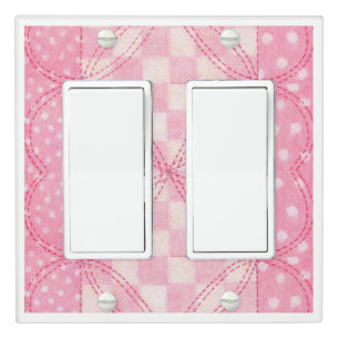 PINK HEART QUILT Double Rocker Light Switch Cover