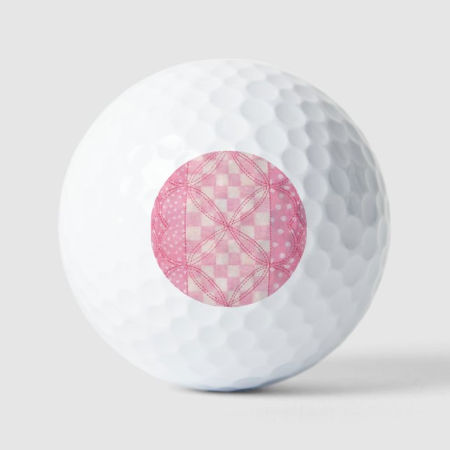 PINK HEART QUILT Golf Balls  (Front)