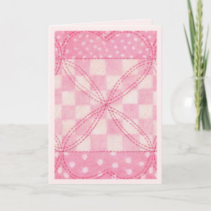 PINK HEART QUILT Greeting Card / Pink