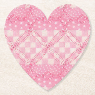 PINK HEART QUILT Heart Paper Coasters