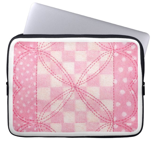 PINK HEART QUILT Laptop Sleeve  (Front)