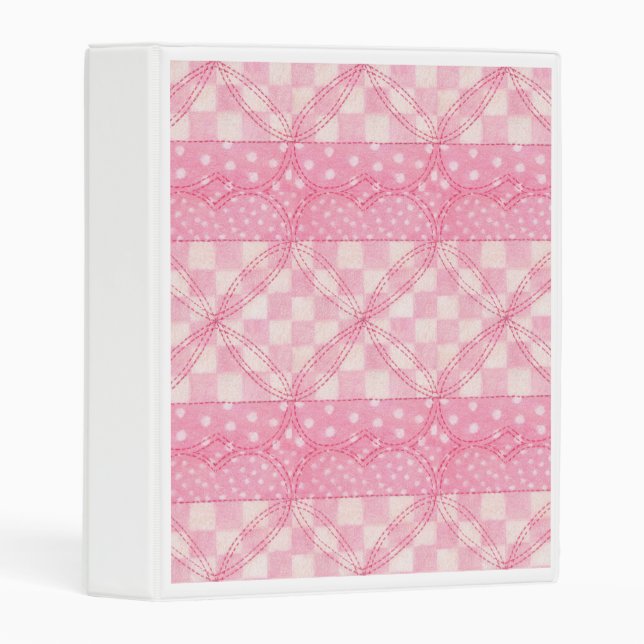 PINK HEART QUILT Mini Binder  (Front/Spine)