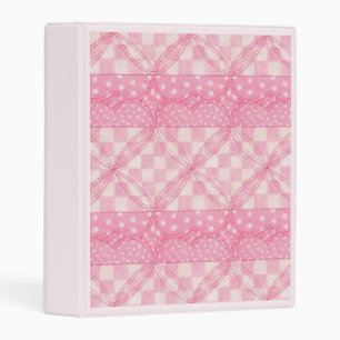 PINK HEART QUILT Mini Binder / Pink