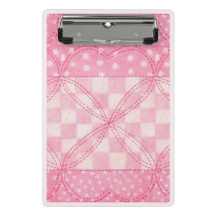 PINK HEART QUILT Mini Clipboard / Pink