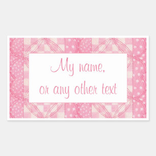 PINK HEART QUILT Rectangle Matte Stickers 
