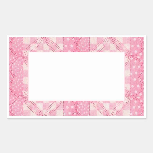 PINK HEART QUILT Rectangle Matte Stickers  (Front)