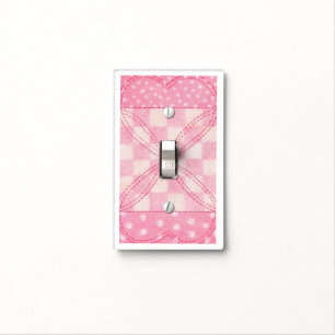 PINK HEART QUILT Single Toggle Light Switch Cover