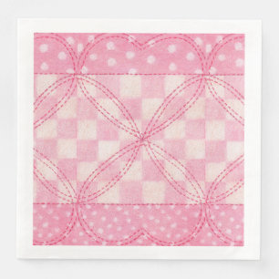 PINK HEART QUILT Standard Dinner Paper Napkins