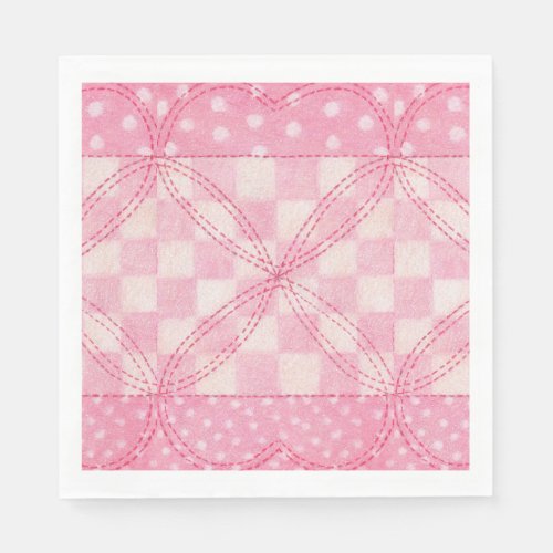 PINK HEART QUILT Standard Luncheon Paper Napkins