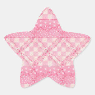 PINK HEART QUILT Star Stickers