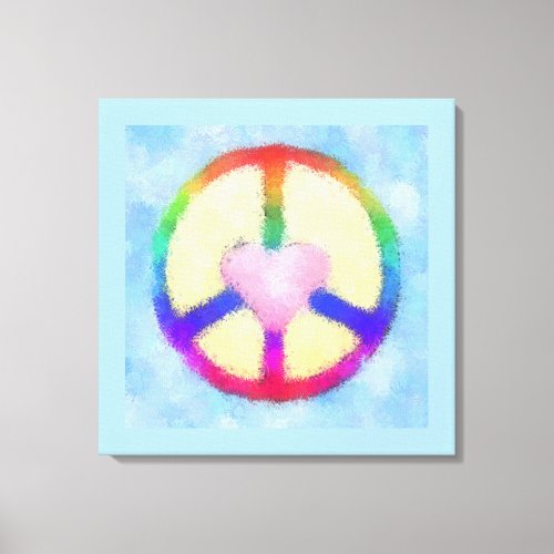 Pink Heart Rainbow Peace Sign