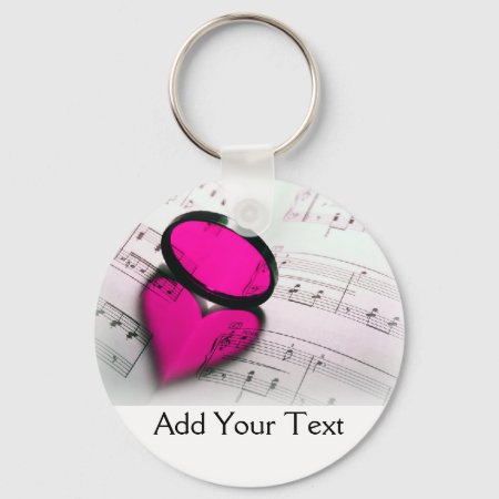 Pink Heart Reflection On Sheet Music Keychain